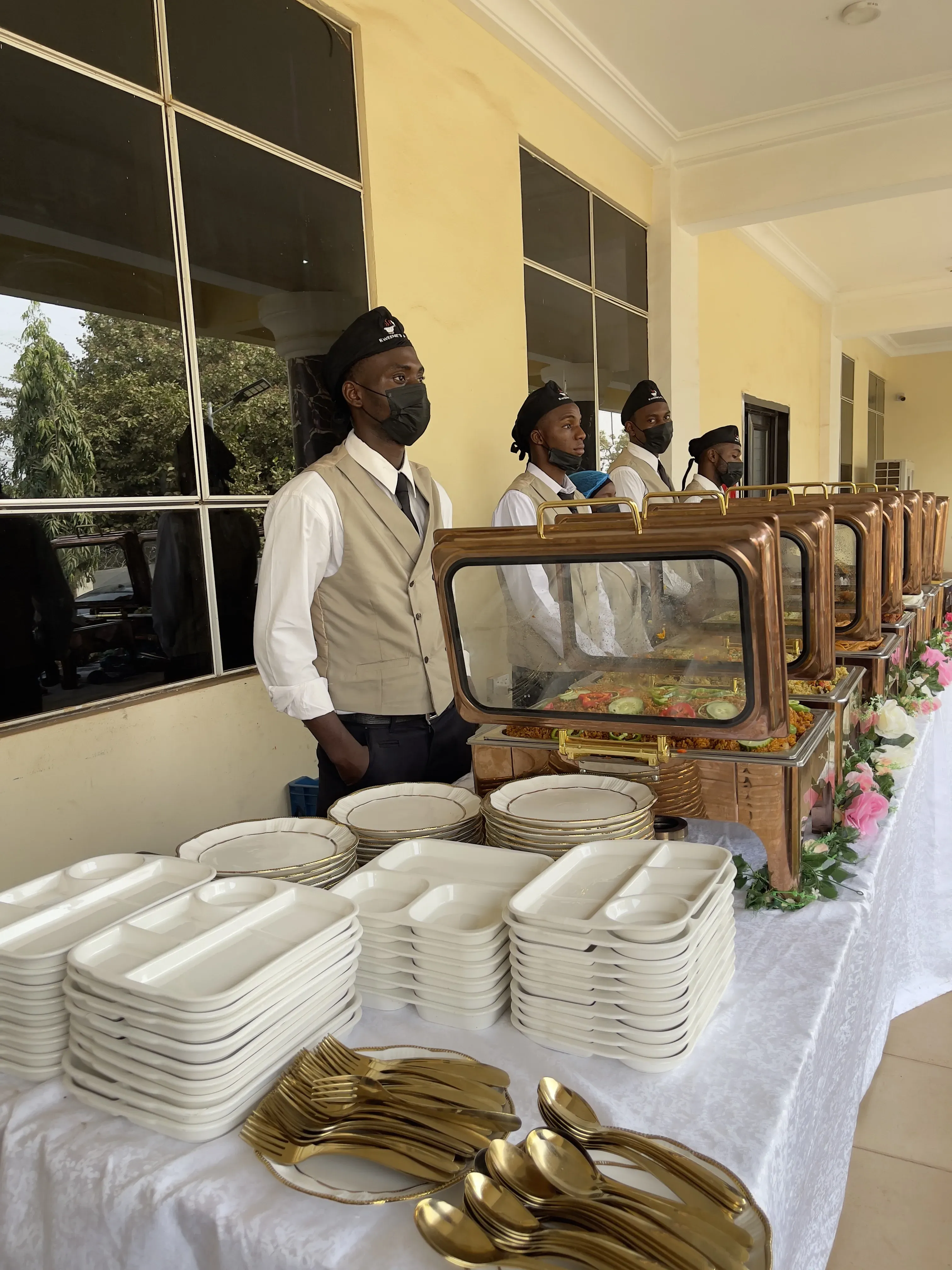Catering team serving at a formal corporate event